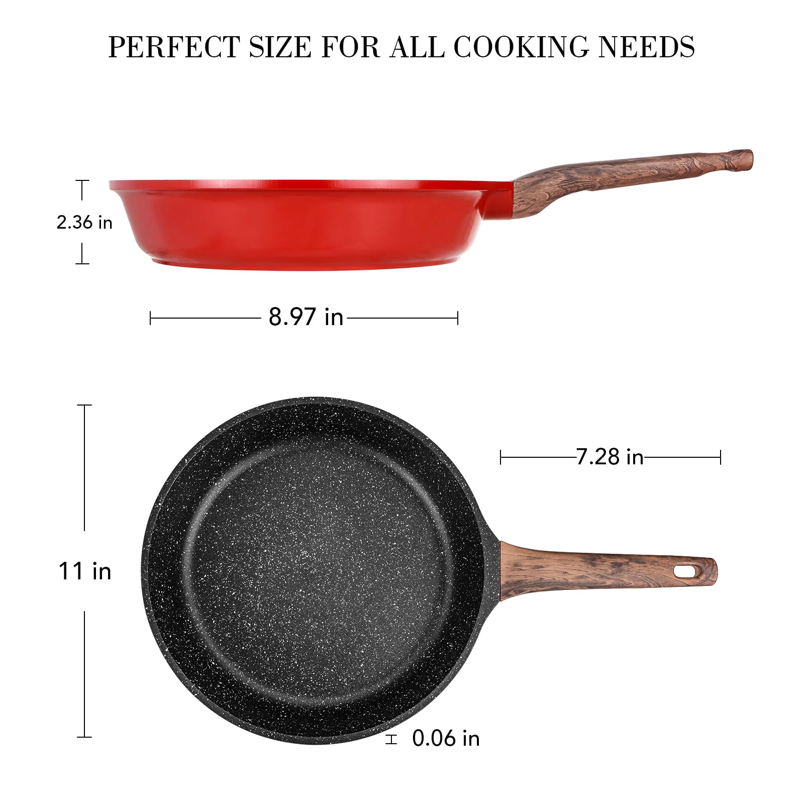 Vermonga Nonstick Frying Pan Skillet, 11-inch Non Stick Granite Fry Pan Egg Pan Omelet Pans Compatible with All Stovetops (Gas, Electric & Induction)