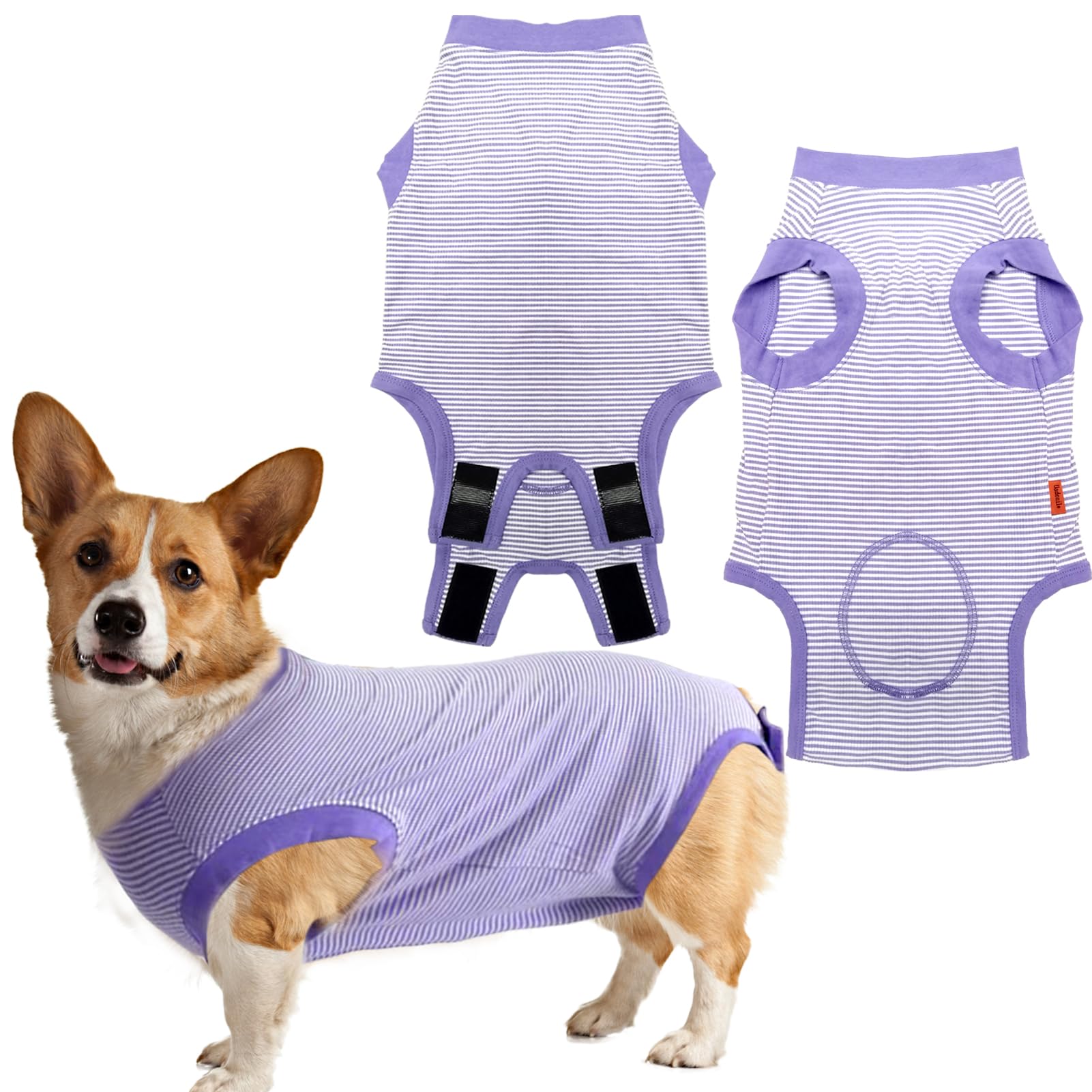 Uadonile Dog Surgery Recovery Suit, Surgical Recovery Suit for Dog Male Female, Spay Neuter Dog Recovery Suit, Cone Alternative Dog Surgical Onesie Purple, Medium