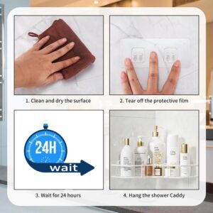 ALAHUGYEF 16 Pcs Shower Adhesive sticker hooks, used for changing adhesive stickers on corner shower carts, strong adhesive heavy-duty wall adhesive transparent for bathroom soap racks.