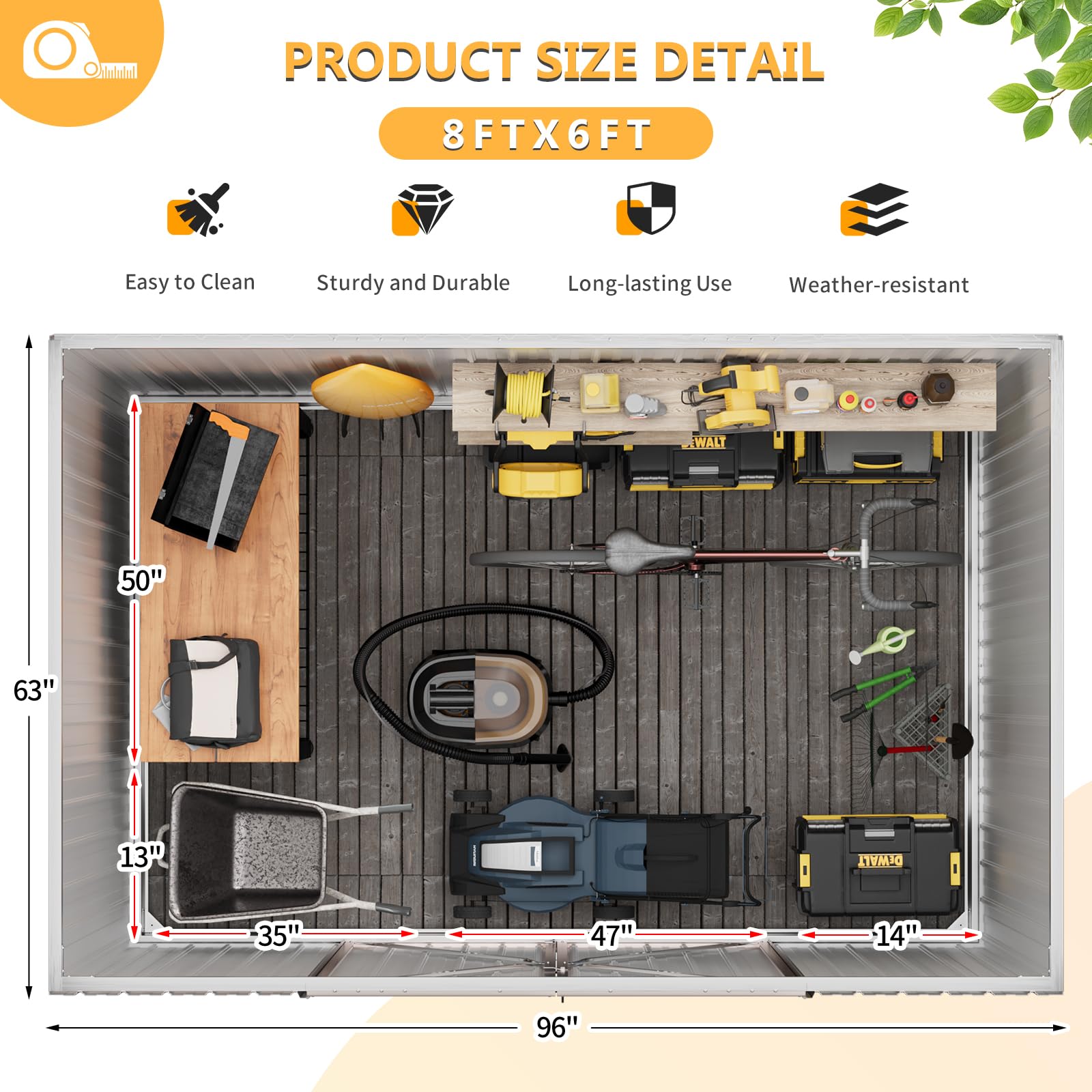 Jolydale 5.6' x 8' Metal Outdoor Storage Shed with Lockable Door - Ideal for Bikes, Tools, Lawn Mowers, Outside Lawn Mower Storage Sheds & Outdoor Storage for Backyard & Garden Use