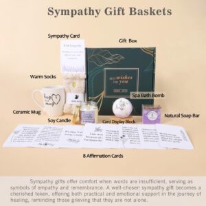 LESEN Sympathy Gift Baskets - Bereavement Grief Gift for Women,Condolences Gift Basket for Loss,Sorry for Your Loss of Loved One, Thinking of You Box, Self Care Package for Grieving Friend