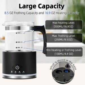 Electric Milk Frother, 4 in 1 Milk Frother and Steamer, Milk Steamer,16.9OZ/500ml Automatic Warm and Cold Foam Maker for Coffee,Latte, Cappuccino, Macchiato, Hot Chocolate, Dishwasher Safe (Black)