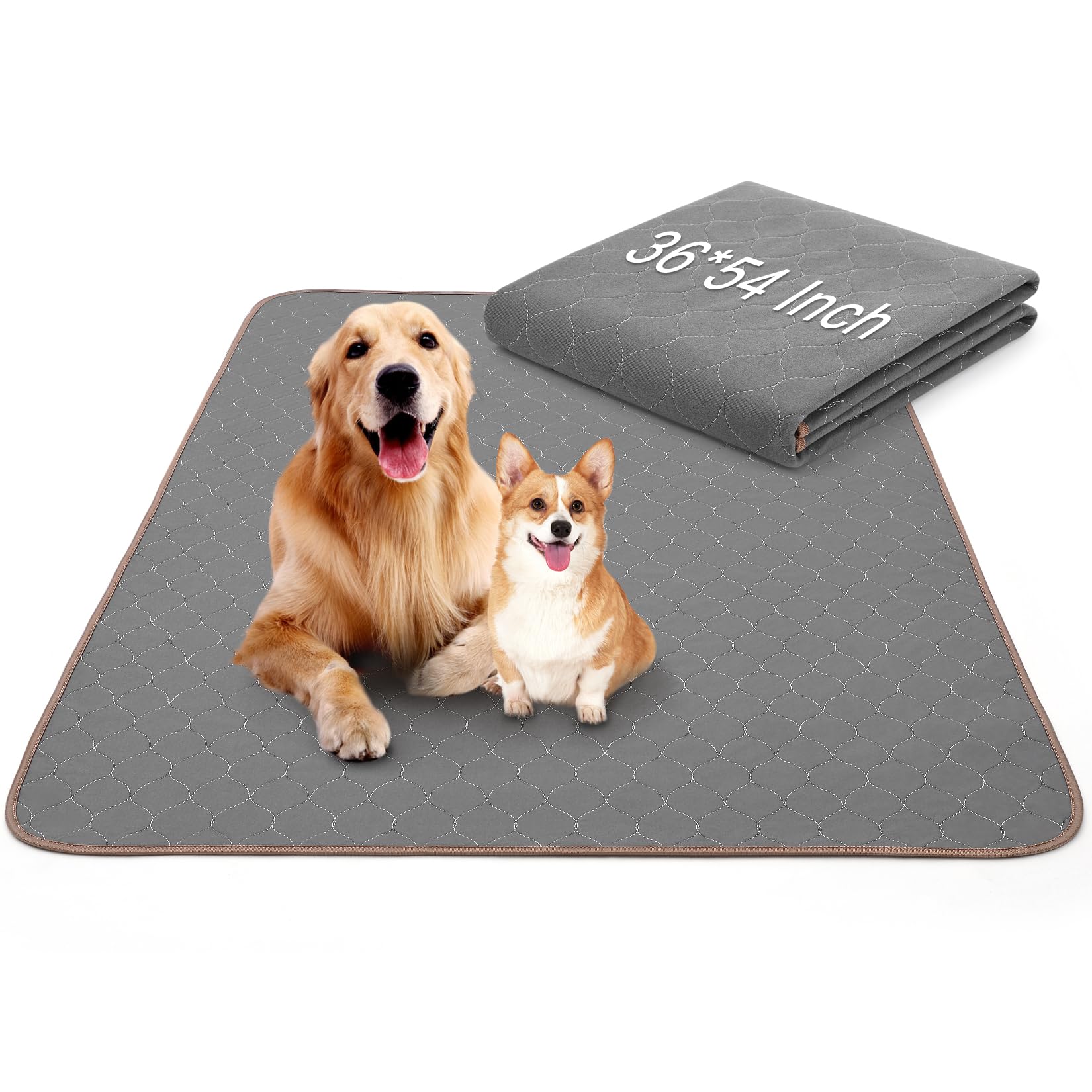 Phroun Washable Pee Pads for Dogs, 36x54 Inch- 1 Pack Superior Reusable Puppy Pads Pet Training Pads –100% Waterproof Dog Pee Pad for Dogs, Cats, Bunny & Senior, Dog Mats for Floor Protector