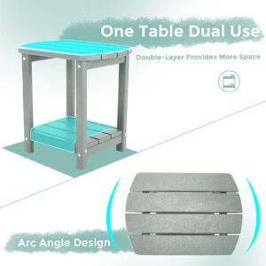 GARDENSTAR Adirondack Square Outdoor Side Table,2-Tier Storage Patio Side Table, HDPE End Tables for Backyard Pool Porch Garden Lawn LightGrey