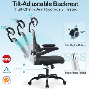 Estevo Ergonomic Office Chair with Tilt-Lock, Home Office Desk Chair with Auto Lumbar Support, High Back Mesh Desk Chair with Adjustable Headrest, Swivel Task Chair or Study Room Bedroom,Black