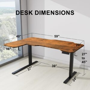 Dual Motor L-Shaped Standing Desk Height Adjustable, 59" Height Adjustable Electric Sit to Stand Desk, Stand Up Computer Desk for Home Office with Splice Board