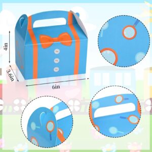 16 Pack Orange Blue Party Favor Boxes Blue Orange Cartoon Paper Treat Boxes for Birthday Party Baby Shower Party Supplies