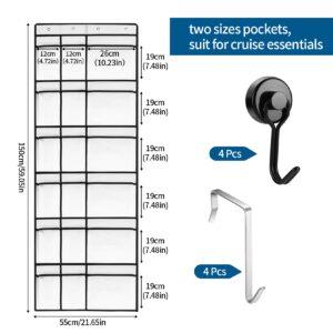 sussie daddy 18-Pocket Cruise Cabin Organizer Versatile Over Door Shoe Hanger with Durable Mesh Cotton & Extra Magnetic Hooks Accommodating Small to Large Items, Perfect for Cruising Travelers