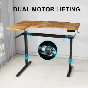 Dual Motor L-Shaped Standing Desk Height Adjustable, 59" Height Adjustable Electric Sit to Stand Desk, Stand Up Computer Desk for Home Office with Splice Board