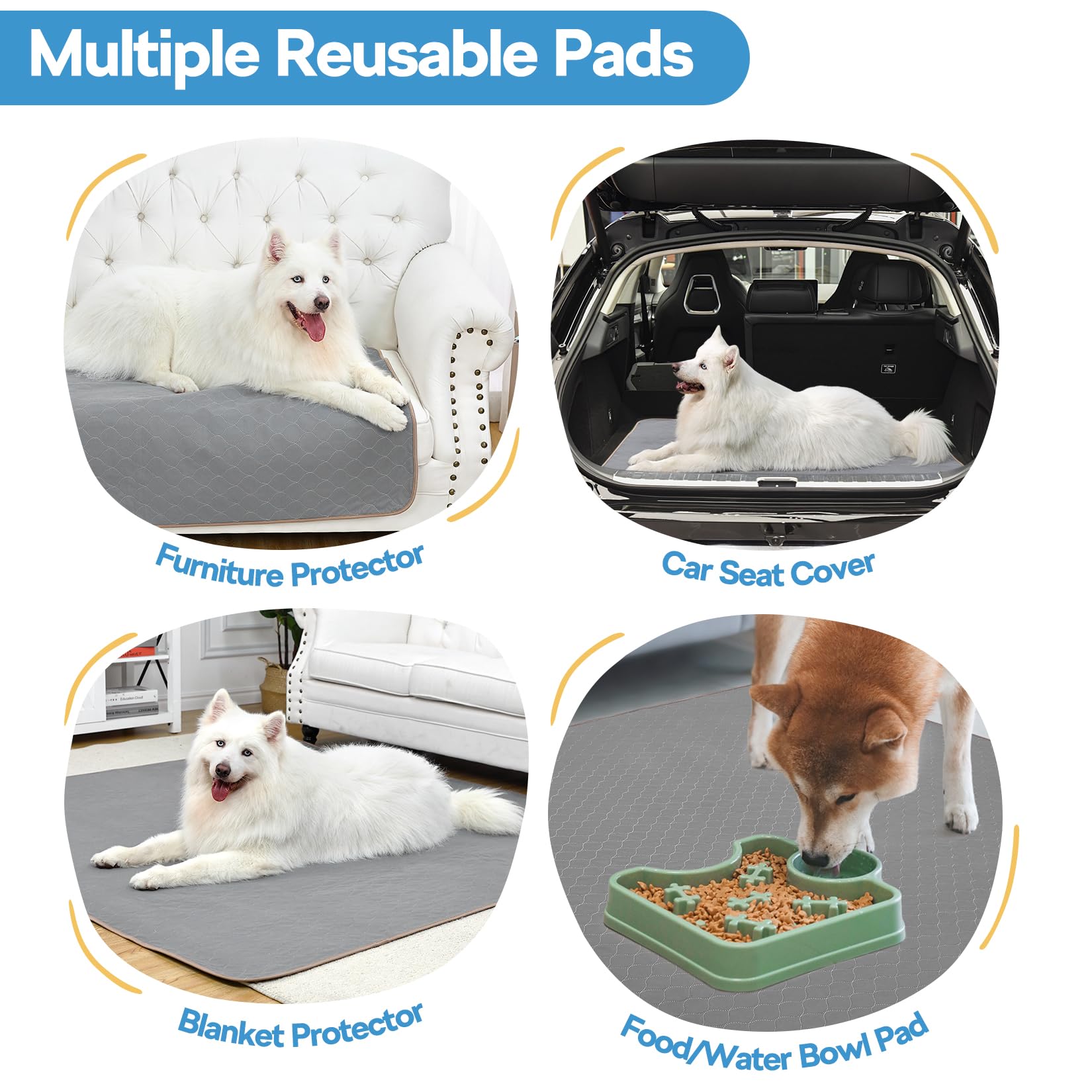 Phroun Washable Pee Pads for Dogs, 36x54 Inch- 1 Pack Superior Reusable Puppy Pads Pet Training Pads –100% Waterproof Dog Pee Pad for Dogs, Cats, Bunny & Senior, Dog Mats for Floor Protector