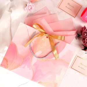 MAMUNU Pink Gift Bags, 2PCS 13” Large Gift Bags with Tissue Paper and Greeting Cards, Gift Bags with Handles Bow for Women Girls, Pink Gift Bags for Birthday Wedding Bridal Baby Shower Anniversaries