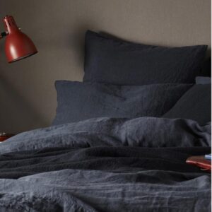 Generic Full Black Linen Duvet Cover Stone Washed Linen Duvet Cover Linen Duvet Cover King Queen Full Size Black Linen Bedding Bed Cover Set (King), Natural, RDR0055