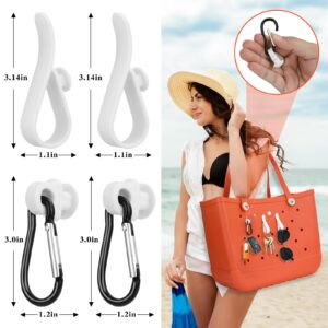 Muswelf 4PCS Accessories for Bogg Bag, Two Styles of Hooks for Bogg Bag, Key Holder for Bogg Bag Hanging Keys, Sunglasses, Headphones and Other Small Items on Your Beach Bag, Convenient and Practical