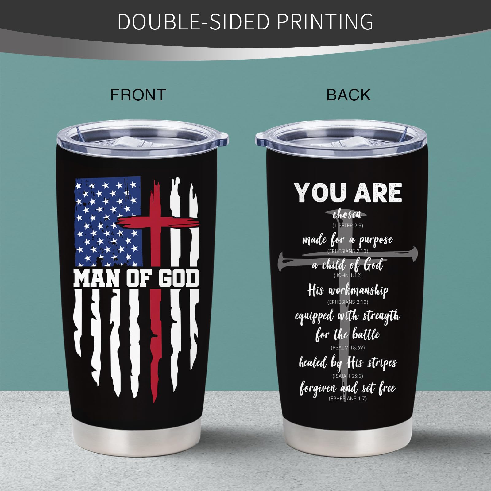 NVFCC Christian Gifts for Men, Catholic Gifts, Religious Gifts for Men, Christian Christmas Gifts, Inspirational Gifts, Bible Verse Gifts, Gifts for Spiritual Men 20oz Coffee Tumbler