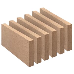 firebricks, food grade clay fire bricks, 2700f size 9″ x 4-1/2″ x 3/4″, insulating fire bricks, 0.75" thick clay firebricks replacement for wood stoves, fireplaces, fire pit, kiln, pizza oven, 6 pack