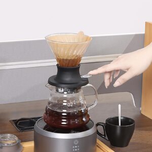 Lorpect Pour Over Coffee Maker, V60 Drip Filter with On/Off Switch Silicone Glass Filter with 360 pcs V60 Paper Filter, Borosilicate Glass Coffee Cup, 20 oz/600ml Drip Coffee Brewer