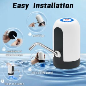 Water Dispenser for 5 Gallon Bottle, Portability Electric Water Pump with USB Data Cable,White Automatic Drinking Water Bottle Pump for Travel, Office, Home, Kitchen