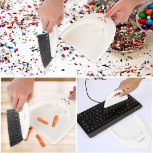 White Mini Dustpan and Brush Cleaner Set, Handheld Broom Dustpan Brush Cute Animal Style Dustpan Broom Portable Cleaning Brush for Table Desk Window Gaps Keyboard Kitchen Pets Nest