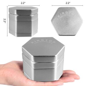 KINGTOP Spice Grinder, 2.2" Magnetic Aluminum Alloy Grinder (Silver)