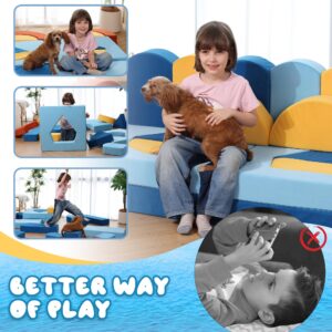 Erament 22Pcs Modular Kids Play Couch - Kids Couch for Playroom Bedroom Living Rooms Toddler Couch for Inspiring Child Creativity, Ocean Theme Modular Couch Children Convertible Sofa