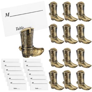 12 pcs place card holders, retro cowboy boots table card holder resin place photo stand creative table sign stands picture number sign holders for wedding guest party favor events 1.9 x 1.6 in