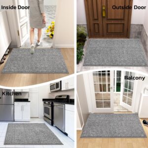 anllugs Door Mat Indoor 20" x 32", Entryway Rug Dirt Trapper Door Mats, Non-Slip Machine Washable TPR Rubber Absorbent Door Mats Great for Entryway Garden Hallway, Grey