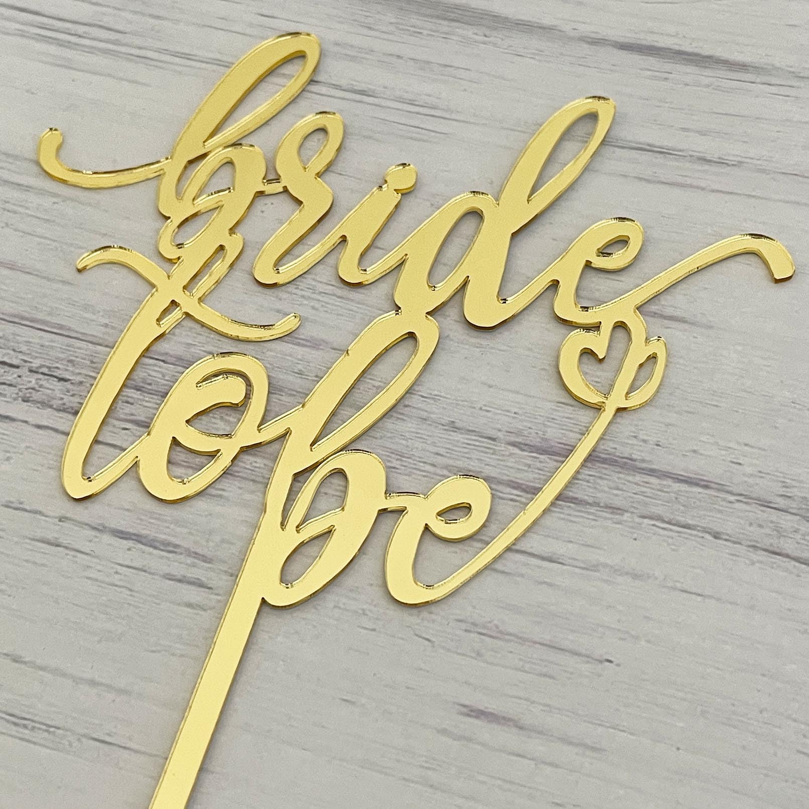 JIEEIN Bride to Be Cake Topper - Mirror Gold Acrylic - Sparkly Bridal Shower/Bachelorette Party Cake Topper