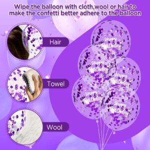 Purple Birthday Balloons 24Pcs Purple Happy Birthday Metallic Balloons Purple Latex Balloons Confetti Balloons for Girls Women Birthday Engagement Bridal Shower Wedding Anniversary Party Supplies