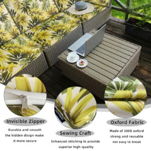 Joramoy Patio Cushion Covers 24×24×4 in - Waterproof Outdoor Seat Cushion Slipcovers Replacement Set of 4, Outdoor Chair Couch Cushion Covers for Patio Furniture with Zipper, Covers Only, Forest Leaf