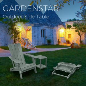 GARDENSTAR Adirondack Square Outdoor Side Table,2-Tier Storage Patio Side Table, HDPE End Tables for Backyard Pool Porch Garden Lawn LightGrey