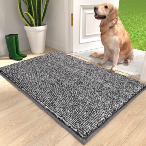 anllugs door mat indoor 20" x 32", entryway rug dirt trapper door mats, non-slip machine washable tpr rubber absorbent door mats great for entryway garden hallway, grey