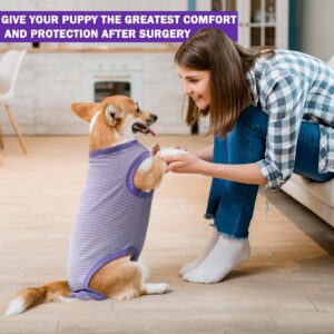 Uadonile Dog Surgery Recovery Suit, Surgical Recovery Suit for Dog Male Female, Spay Neuter Dog Recovery Suit, Cone Alternative Dog Surgical Onesie Purple, Medium