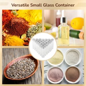 30PCS 50ml Glass Vials with Screw Caps, Clear Flat Test Tubes with Lids, Leak Proof Liquid Sample Vials for Essential Oil, Perfume, Reagent, Medicine, Reusable and Fridge Safe