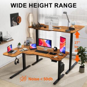 Dual Motor L-Shaped Standing Desk Height Adjustable, 59" Height Adjustable Electric Sit to Stand Desk, Stand Up Computer Desk for Home Office with Splice Board