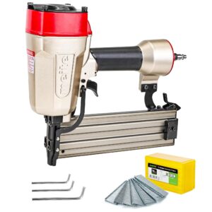 meite concrete t nailer with 400 pcs 1-1/4 inch concrete nails, pneumatic 14 gauge heavy duty air concrete nail gun, compatible with 14 gauge 3/4 inch to 2-1/2 inch concrete t nails (st64e)