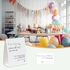 Minimalist Guess How Many Candies Game (1 Standing Sign + 50 Guess Cards),Candy Guessing Game, Baby Shower Game, Minimalist Bridal Shower Game, Baby Shower Ideas-GHMC10