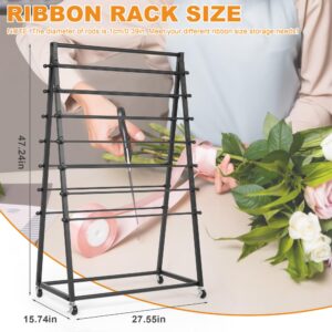 ikare Ribbon Organizer,Ribbon Holder,15 Tier Ribbon Holder Organizer Rack,Double-Sided Gift Wrapping Craft Ribbon Storage Shelf for Craft Room Cake Shop Flower Store