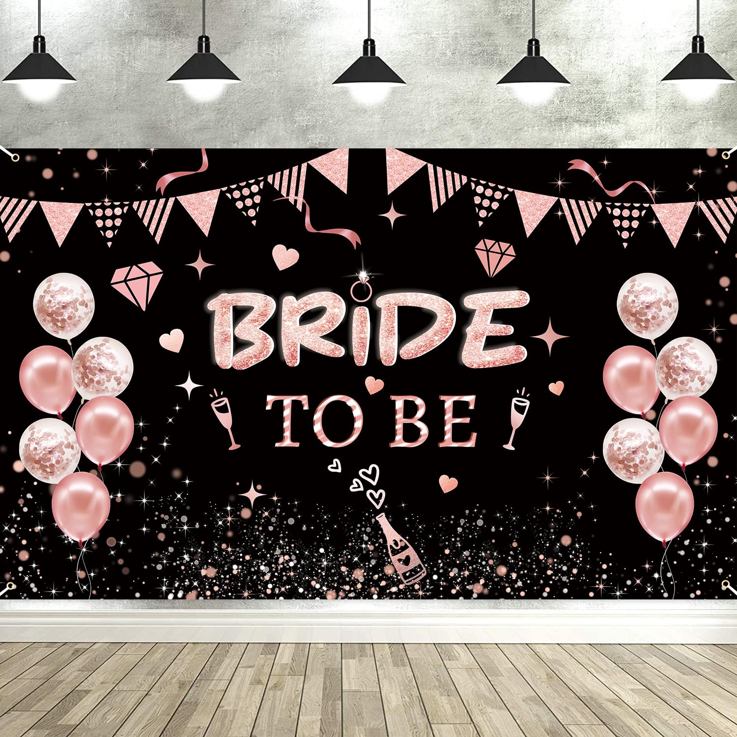 ArtAubrey Rose Gold Bride to Be Party Banner - Xtra Large, 72x44 Inch, Bridal Shower Photo Backdrop Bride to Be Backdrop Bachelorette Party Decorations