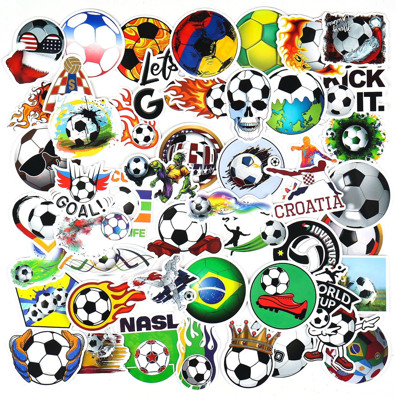 ALFUN Soccer Gifts Set for Kids, Soccer Blanket 50"*60", 50 Pieces Soccer Stickers, Soccer Bracelet & Greeting Card, Soccer Gift Bags for Boys Girls