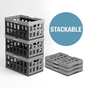 CleverMade Collapsible Shopping Basket, Obsidian, 3PK - 24L (6 Gal) Reusable Plastic Grocery Shopping Baskets, Holds 25lbs Per Basket - Small Foldable Storage Crates with Handles