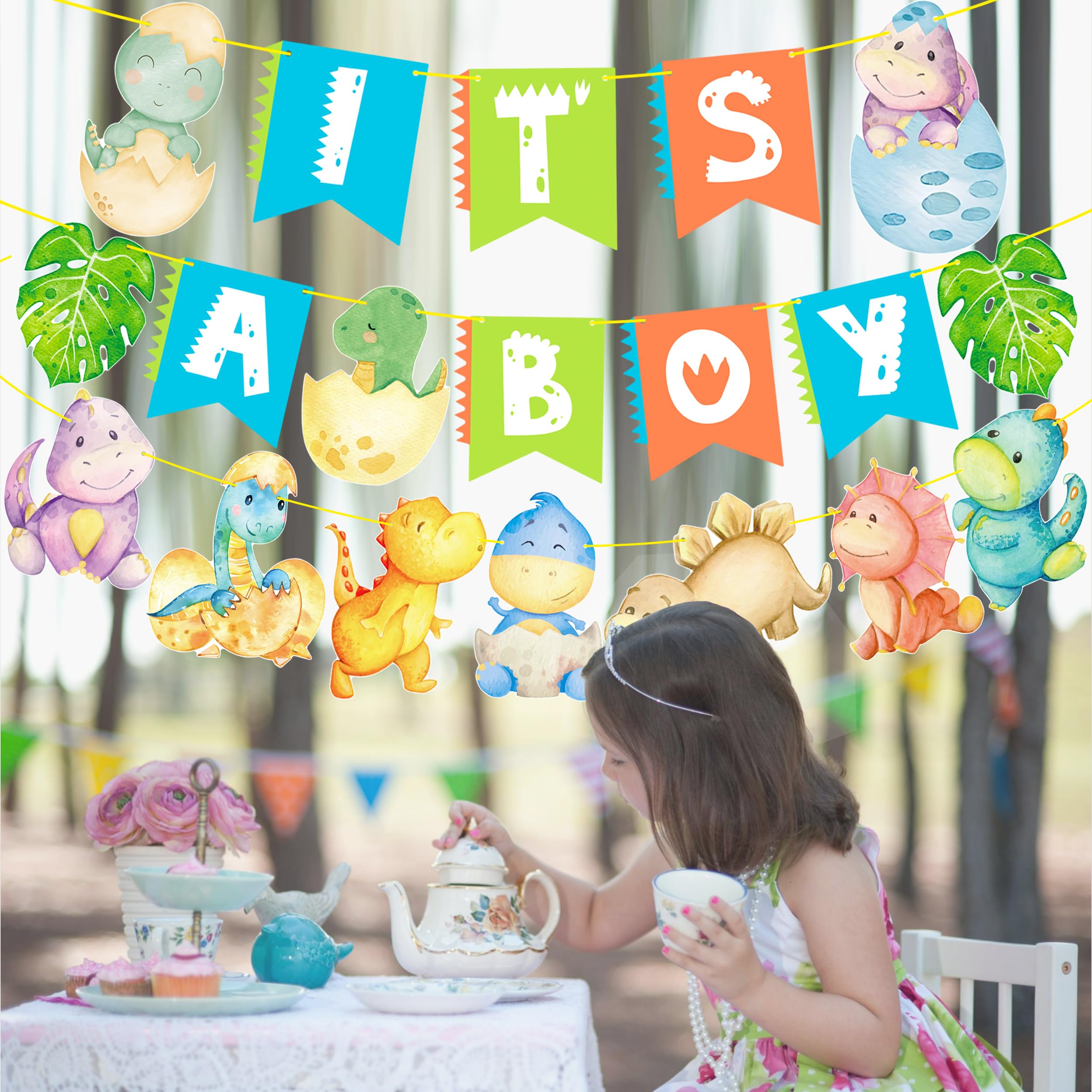 Dinosaur Baby Shower Banners Dinosaur Theme IT'S A BOY Banners Dinosaur Hatching Soon Baby Shower Decorations for Rawr It's A Boy Party Dino Baby Shower Party Supplies