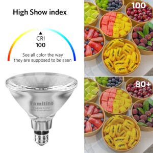 Familite PAR38 Halogen Flood Light Bulbs 75W 1000LM Dimmable Warm White for Reptiles Heating and 6” Recessed Cans Flood Lighting Indoor Outdoor, 4pcs Packed