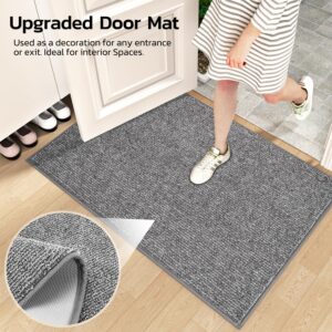 anllugs Door Mat Indoor 20" x 32", Entryway Rug Dirt Trapper Door Mats, Non-Slip Machine Washable TPR Rubber Absorbent Door Mats Great for Entryway Garden Hallway, Grey