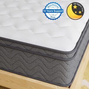 PHYAIR King Mattress, 10 Inch Innerspring Hybrid Mattress in a Box, Individually Pocket Coils for Motion Isolation & Cool Sleep, Queen Bed for Back Pain,CertiPUR-US,100 Nights Trial