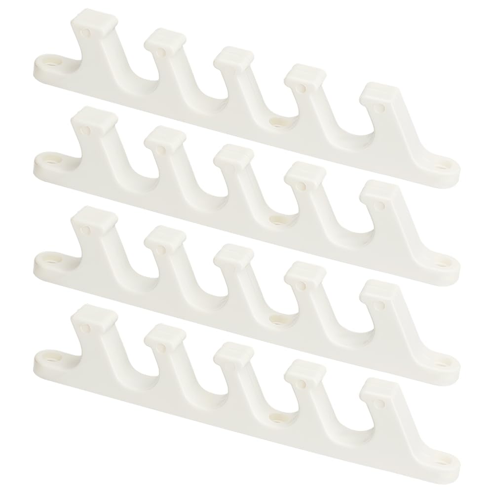 AHANDMAKER 4 Pcs Multi Position Adjustment Brackets, 5 Position Adjustable Chaise Lounge Bracket Replacement Part for Outdoor Patio Lounge Back Support, Plastic Patio Bracket for Recliner, White