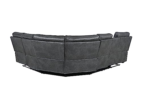 ERYE L-Shape Manual Reclining Motion Sectional Sofa Couch,5 Seaters Corner PU Leather Upholstered Recliner Sofa&Couch W/Storage Console,2 Stainless Steel Cup Holders, for Living Room Sets