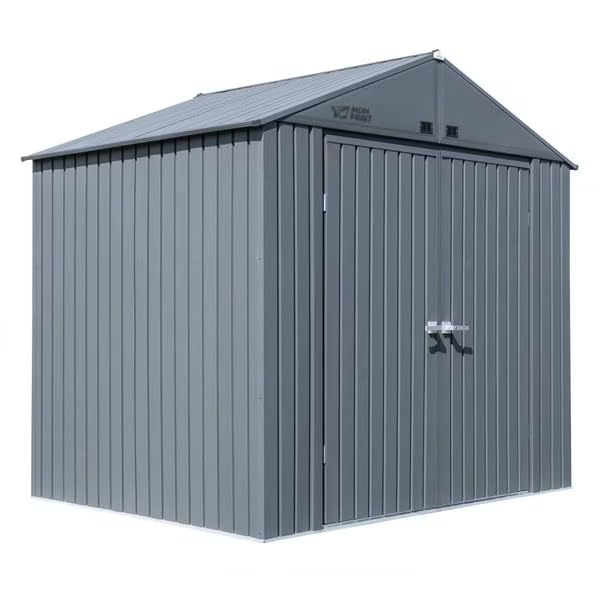 MDMprint 310 cu ft Steel Peaked Roof Storage Shed, Anthracite, EG86AN-A