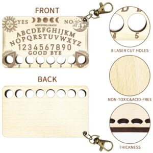 arricraft 1 Pc Needlework Project Card, Letter Dial Board Theme Thread Winding Plate Board with Clasp 8 Positions Wood Needlework Thread Holder Lasers Cutted for DIY Sewing Storage Thread 10x6cm