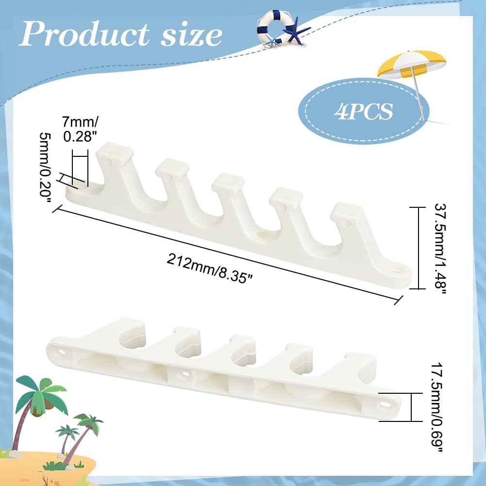 AHANDMAKER 4 Pcs Multi Position Adjustment Brackets, 5 Position Adjustable Chaise Lounge Bracket Replacement Part for Outdoor Patio Lounge Back Support, Plastic Patio Bracket for Recliner, White