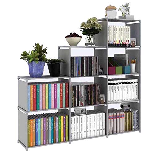 Kids Bookshelf Bookcases 9 Cube Book Shelf Organizer Bookcase Gray DIY for Bedroom Classroom